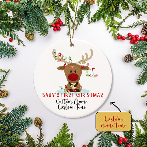 Baby's First Christmas Ornament - Baby Reindeer Ornament Custom Custom Ornament Newborn Gift Baby Reveal Gift Christmas Ornament Christmas Decoration Gift for Family| JOR04