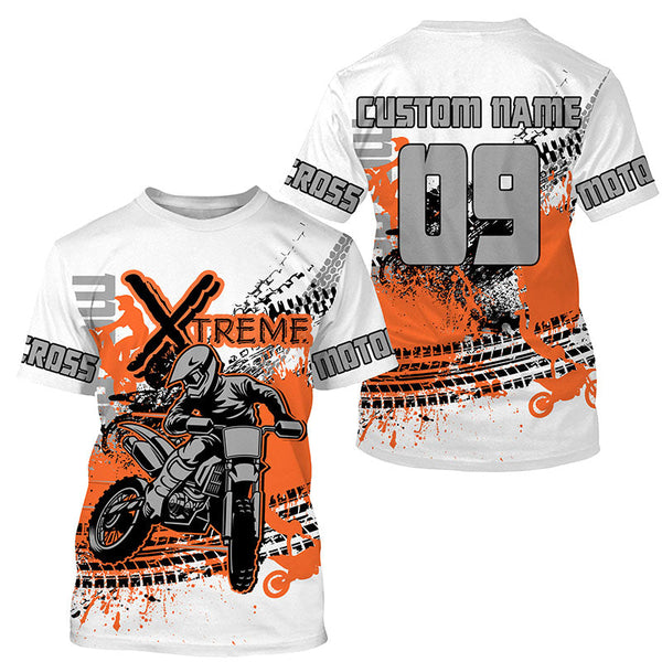 Extreme orange Motocross jersey men women kid UPF30+ custom dirt bike racing shirt motorcycle PDT402