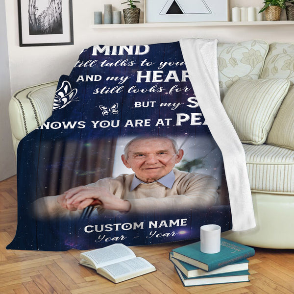 Memorial Blanket Personalized Photo| You Are At Peace Blanket| Memorial Gift, Sympathy Blanket, Remembrance Blanket| T1140