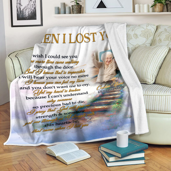 Memorial Blanket - When I Lost You Heaven Gate Fleece Blanket Personalized Remembrance Fleece Blanket Memorial Throw Bereavement Gift Grief Sympathy Gift for Loss of Loved One - JB301