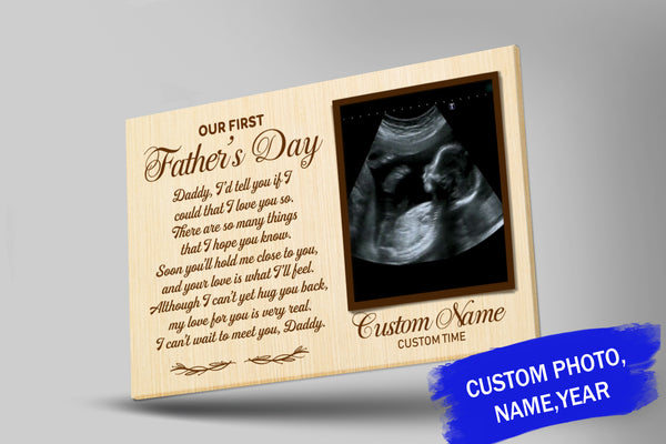 Personalized New Daddy Canvas| Custom Sonogram Wall Art| First Father's Day Gift for Husband Dad To Be Expecting Father JC335