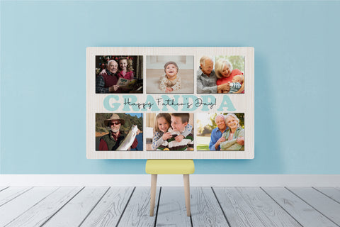 Grandpa Personalized Canvas Photo Collage, Fathers Day Gift for Grandpa Papa Birthday Christmas Keepsake N2522