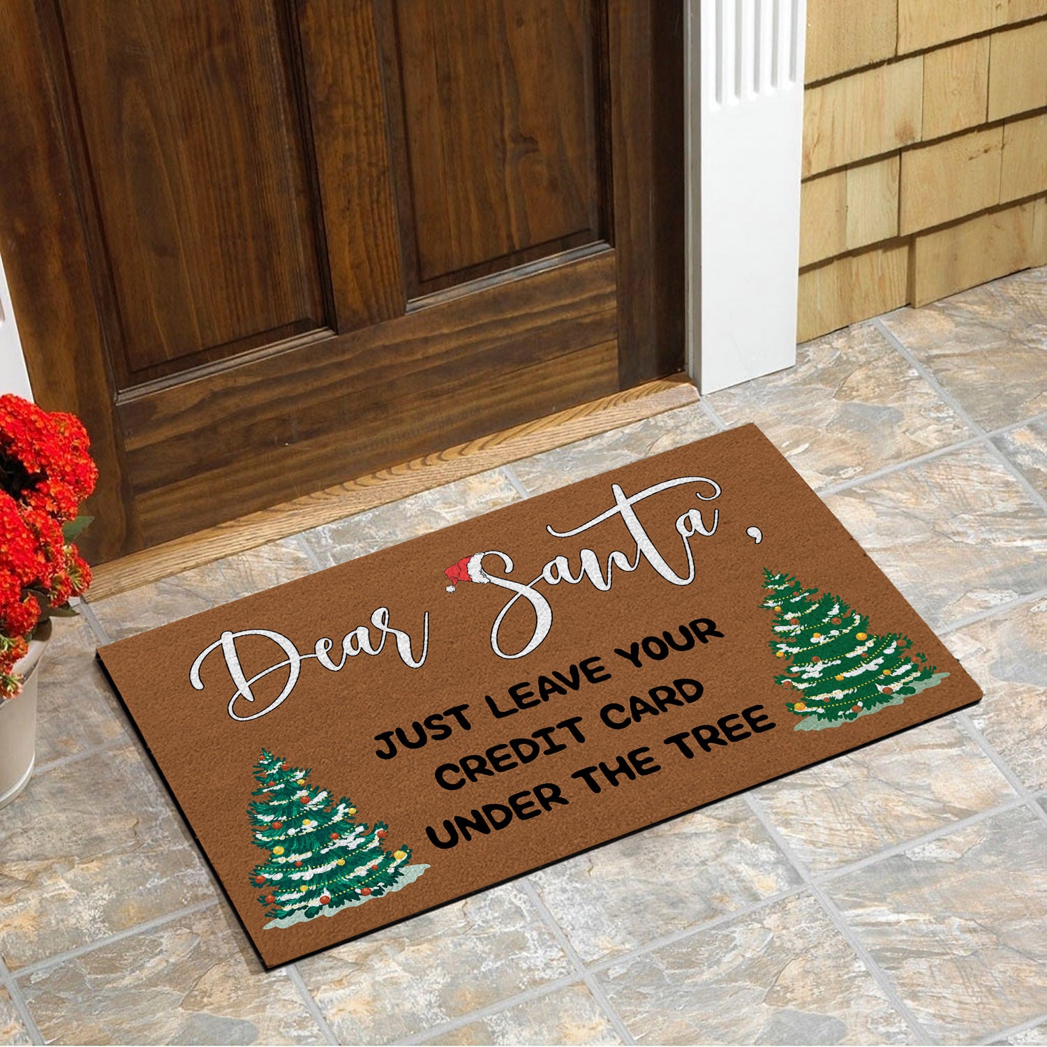 Christmas Tree Pattern Door Mat | Winter Doormat | Welcome Mat | Cute  Christmas Door Mat | Winter Holiday Decor Gift | Home Doormat