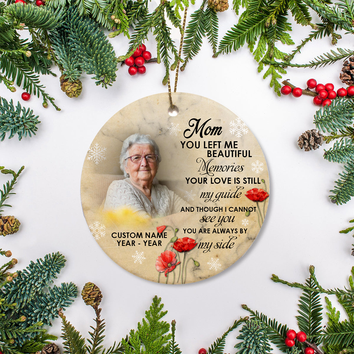 Mom memorial ornament, angel in heaven remembrance ornament, mother bereavement sympathy gift| ONT96