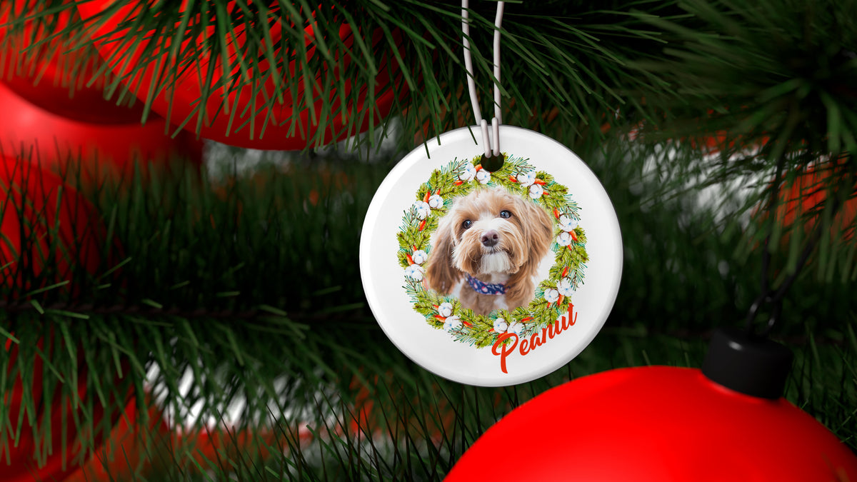 Custom Pet Photo Ornament, Cute Ornament Xmas Decor for Pet Owners, Dog Mom, Dog Dad, Personalized Dog Picture Ornament| NOM05