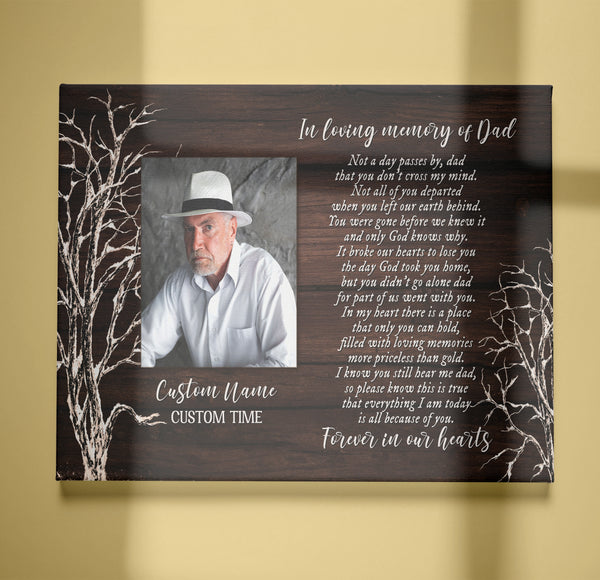 Custom Dad memorial canvas - Bereavement gift for loss of father, in Loving memory of Dad in heaven CNT05