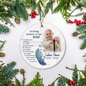 Dad memorial ornament - in loving memory of dad, Christmas in heaven, Father remembrance ornament| ONT57