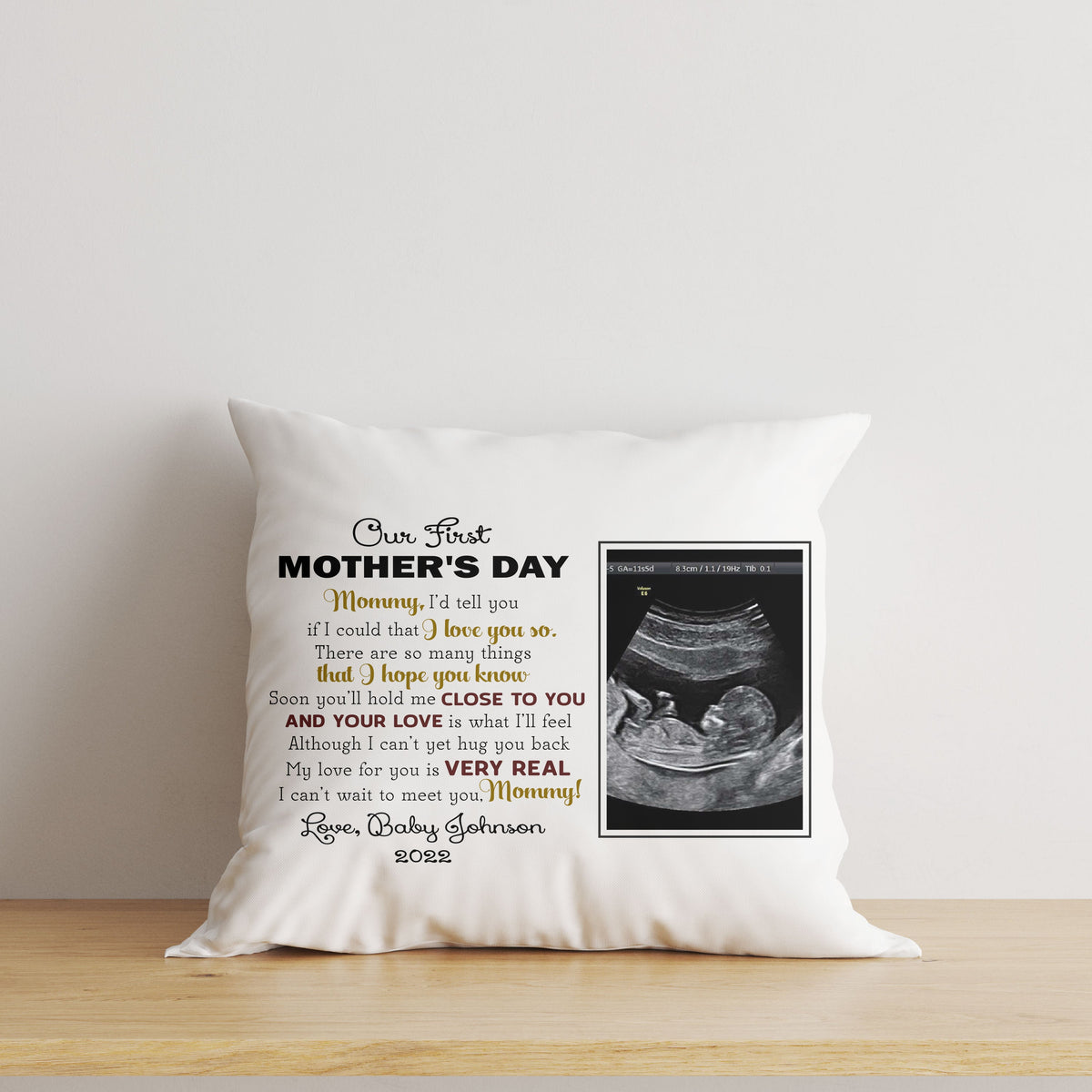 First Mother's Day Custom Sonogram Pillow, Mom to Be 1st Time Mother, New Mom Pregnant Mom Gift| NPL34