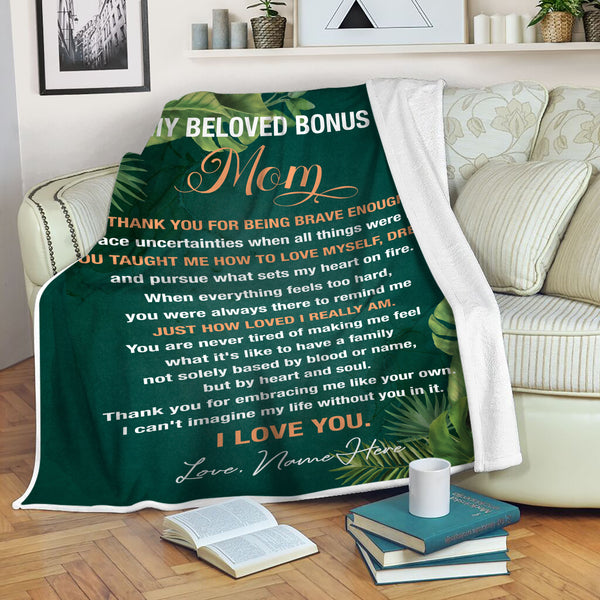 Bonus Mom Blanket| Custom Step Mom Gift for Christmas Birthday Mother's Day| Gift for Step Mother| JB350