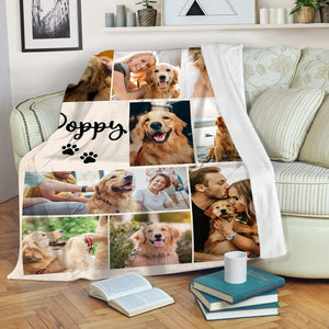 Personalized Dog Memorial Blanket| Custom Dog Photo Collage Fleece Blanket, Dog Remembrance Gift, Sympathy Gift for Dog Owner, Loss of Dog, Pet Memorial Gift| JBD342