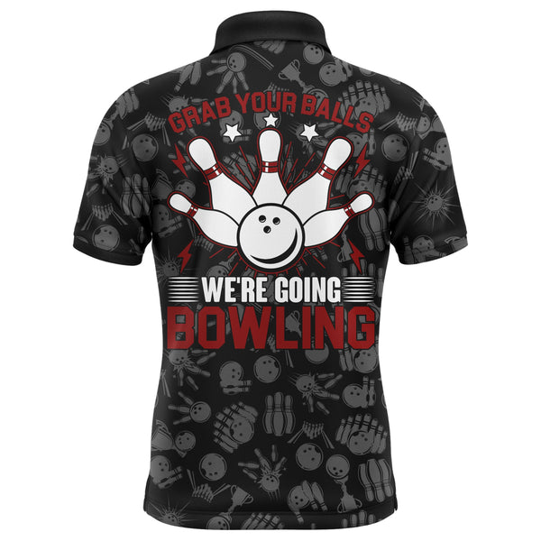 Grab Your Balls Funny Men Bowling Polo Shirt, Personalized Short Sleeves Bowlers Jersey NBP39