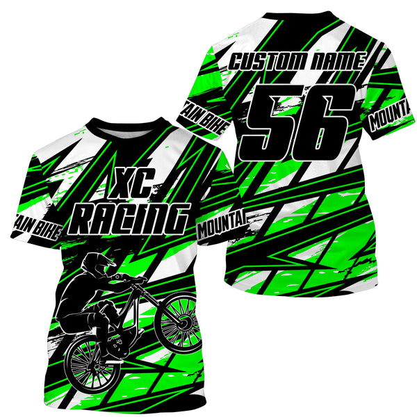 Custom Green XC MTB jersey Cross-country UPF30+ sun shirt Kid Adult Cycling mountain bike gear| SLC107