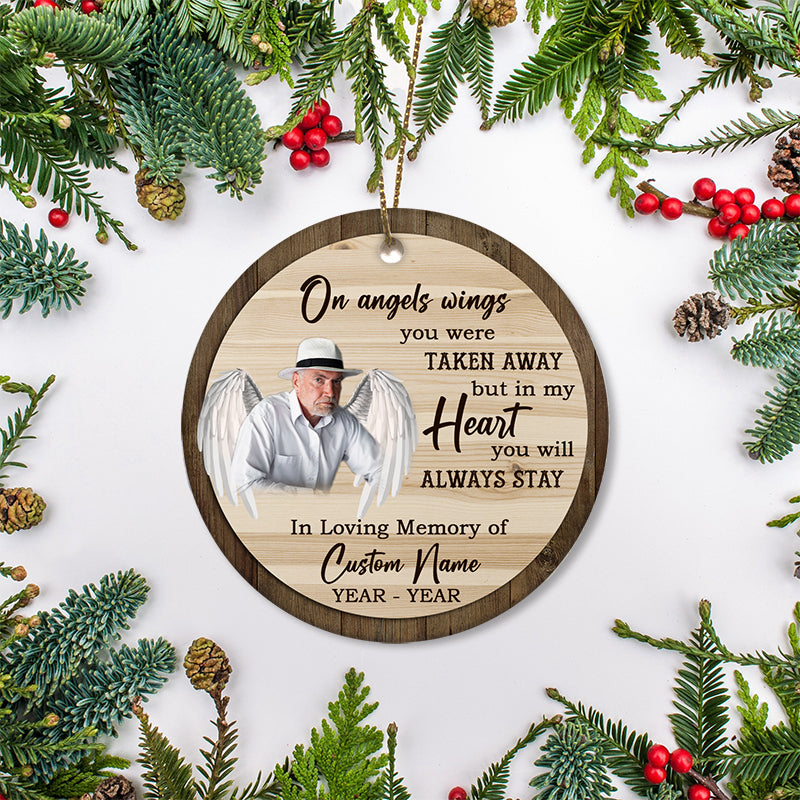 Custom memorial ornament, on angel wings, remembrance ornament for loss of loved one, sympathy gift| ONT47