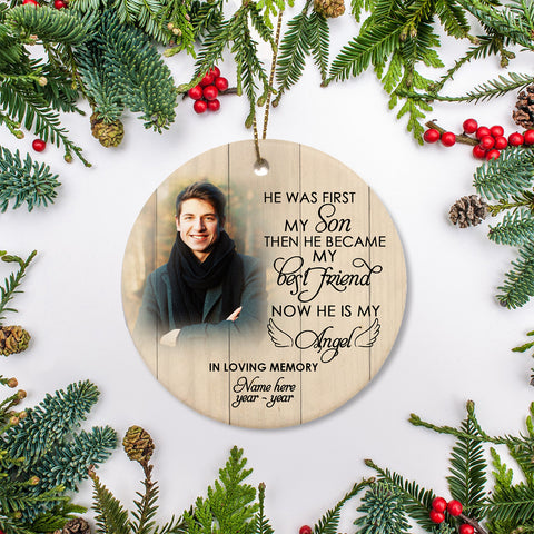 Son Memorial Ornament - My Angel Son, Christmas in Heaven, Son Remembrance Home Decor, Memorial Gift for Loss of Son in Memory, Loss of Child| NOM90