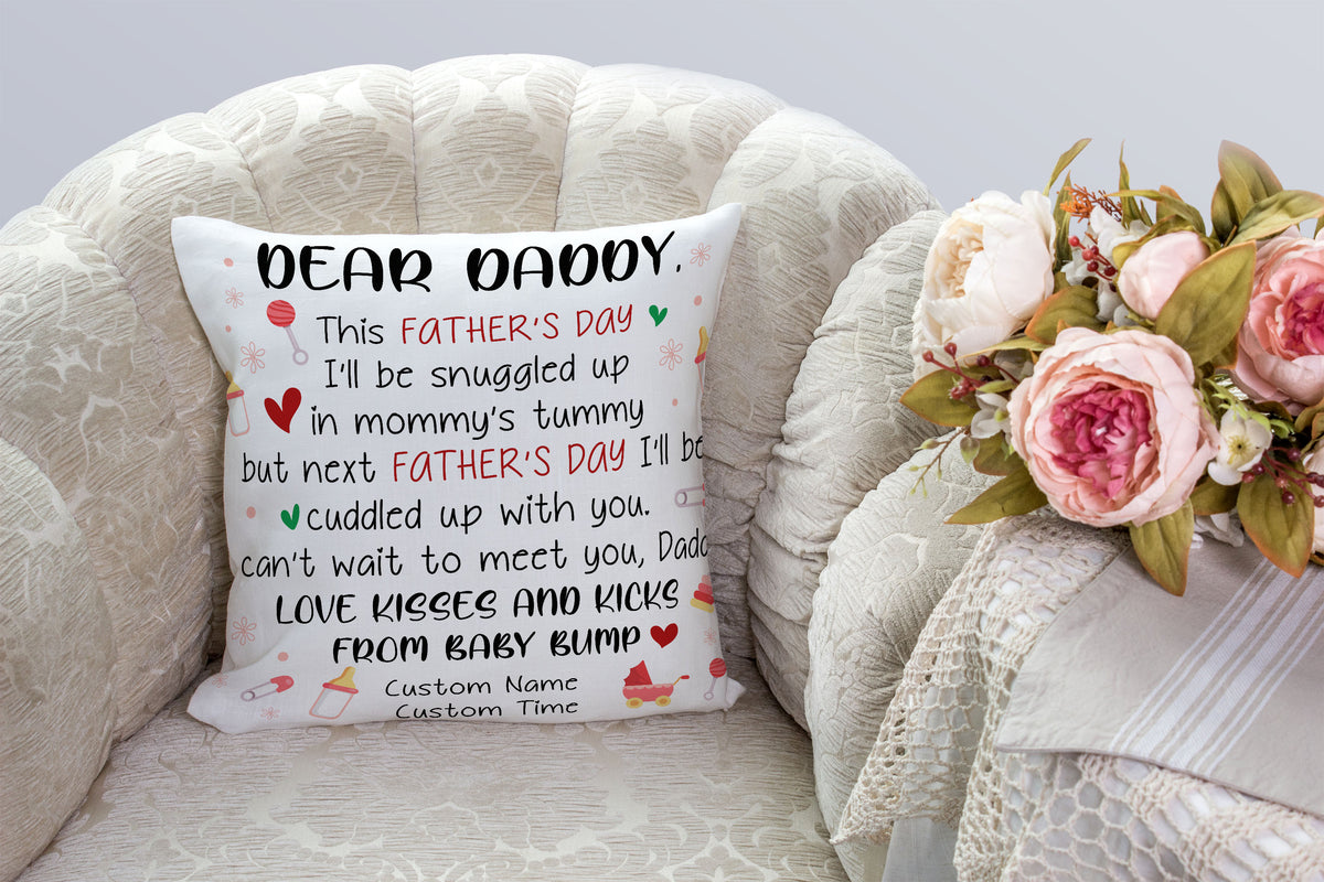 Personalized New Dad Pillow| First Father's Day Gift for Husband, Expecting Father, Dad To Be| JPL62