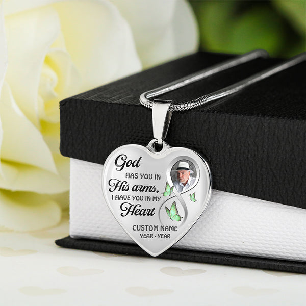 Personalized memorial necklace with picture| Butterfly Rememberance jewelry gift for loss loved one NNT33