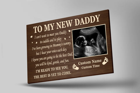 Personalized Canvas To My New Dad| Father's Day Gift, 1st Time Father, Dad To Be, Expecting Dad| JC869