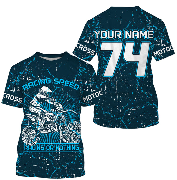 Blue dirt bike jersey men women youth custom UPF30+ Motocross racing or nothing off-road shirt  PDT209