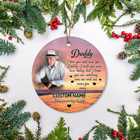 Personalized dad memorial ornament, Christmas in heaven, dad remembrance gift for loss of father| ONT09