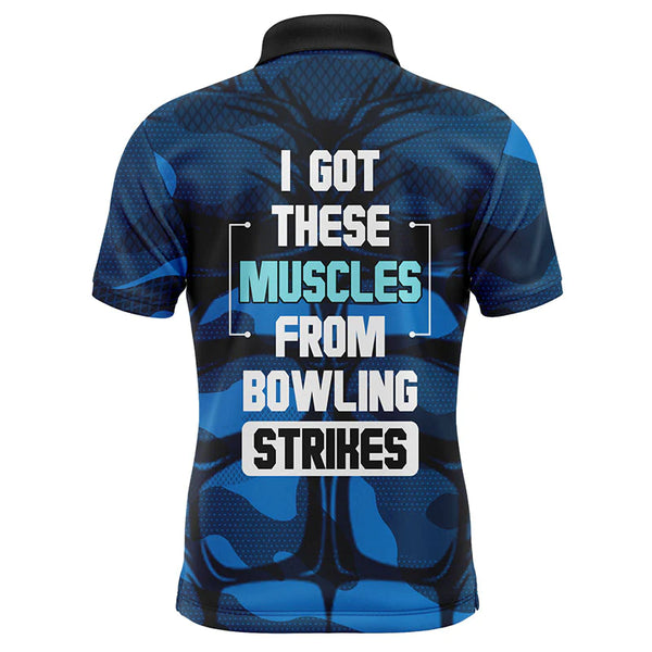 Funny Muscle Men Bowling Polo Shirt Personalized Short Sleeve Bowlers Jersey NBP60