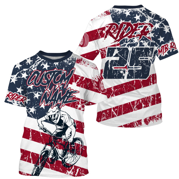 Custom MTB racing jersey Patriotic UPF30+ freestyle USA adult kid shirt Mountain bike cycling gear| SLC99