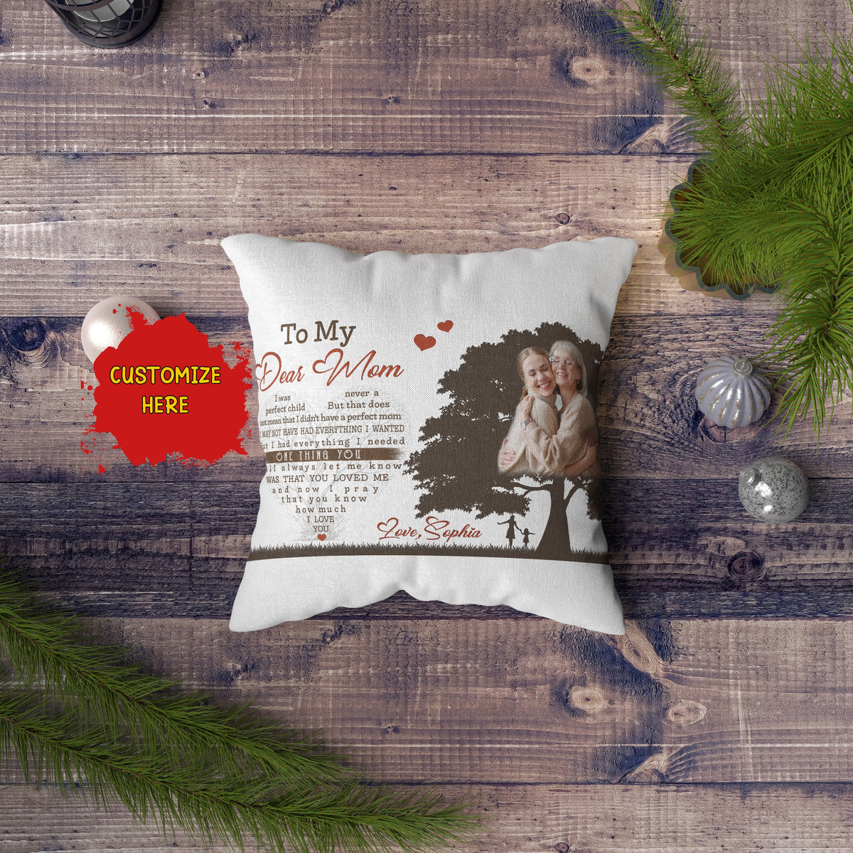 Personalized Mom Pillow - To My Dear Mom Mother's Day Gift, I Love You Mom Birthday Christmas Keepsake| NPL19