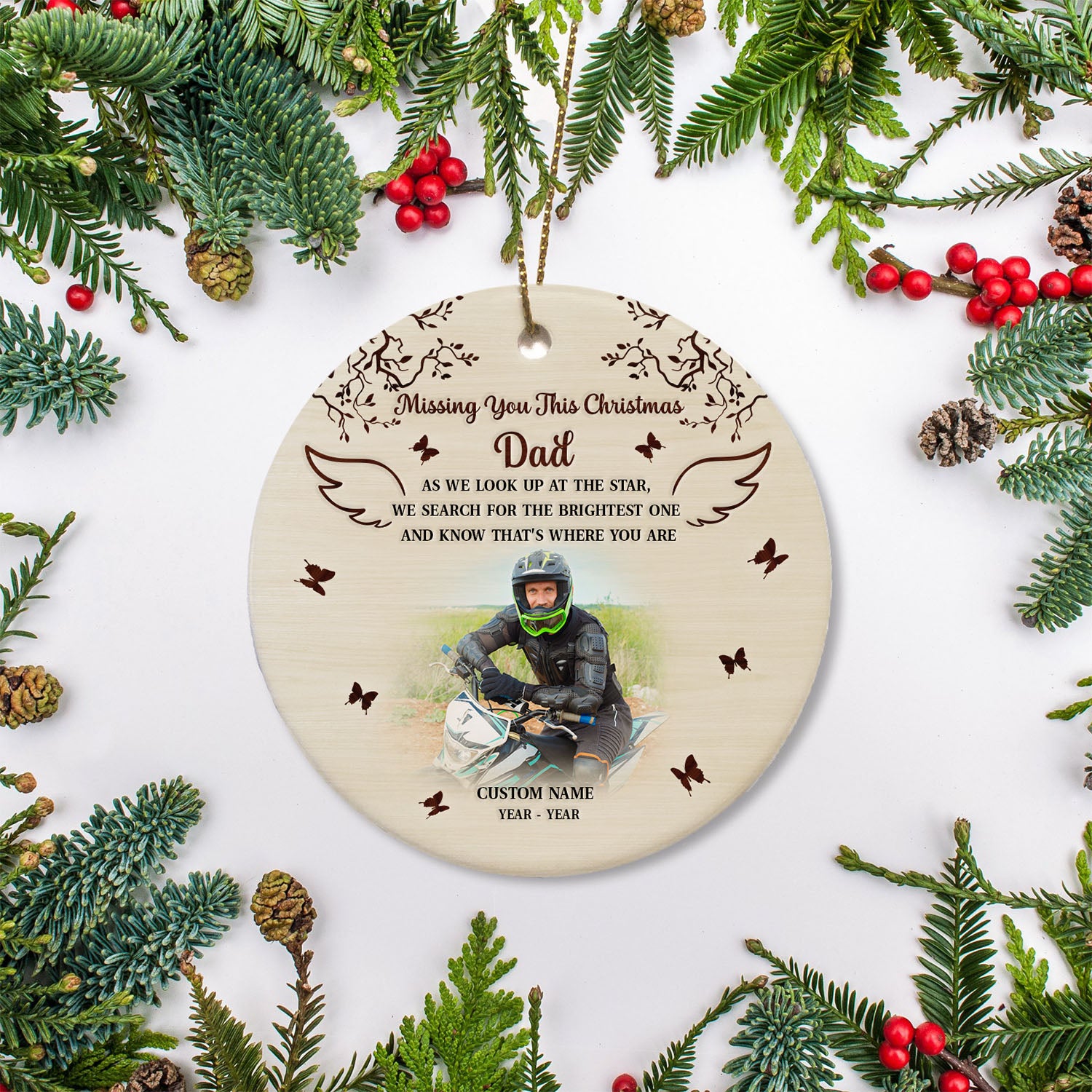 Personalized Memorial Christmas Ornament Biker In Heaven Ornament Sympathy Gift For Motorcycle Lover ODT65