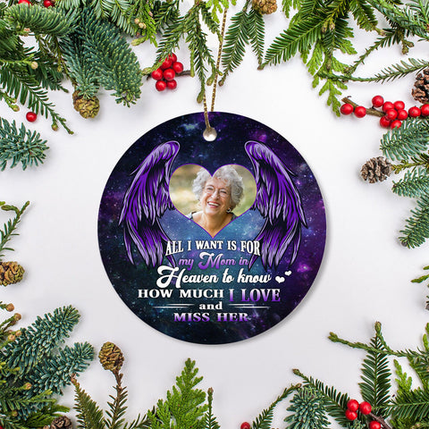 Mom memorial Christmas ornament personalized picture Mom in Heaven remembrance sympathy gift NOM238