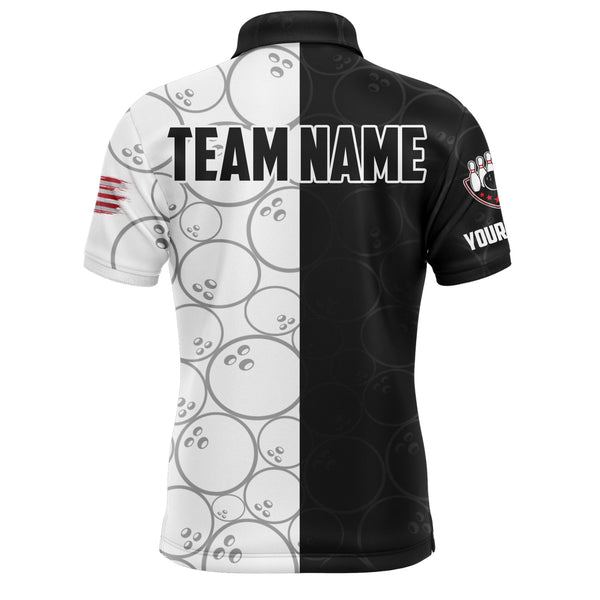 American Flag Bowling Men Polo Shirt Personalized Patriotic Bowlers Custom Team Short Sleeves Jersey NBP14