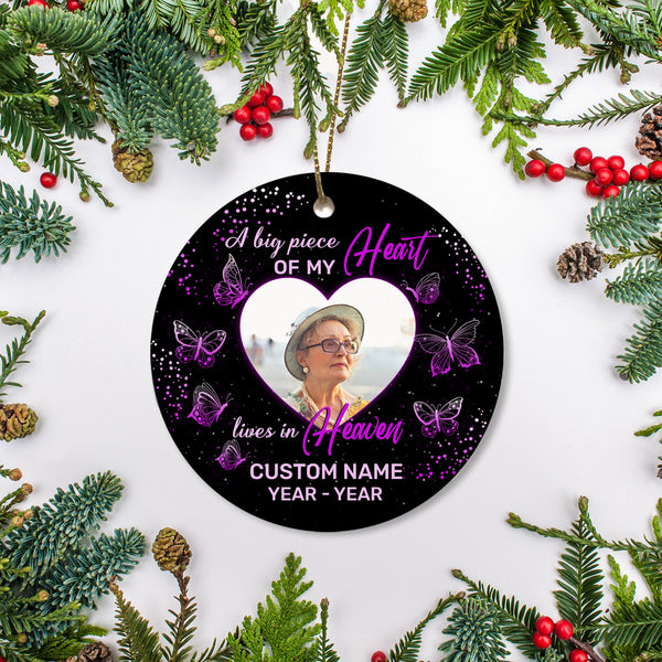 Butterfly memorial Christmas ornament with personalized picture in Heaven remembrance sympathy gift NOM240