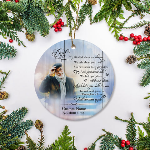 Dad Memorial Ornament - Until We Meet Again, Christmas in Heaven, Dad Remembrance Home Decor, Memorial Gift for Loss of Father in Memory| NOM164