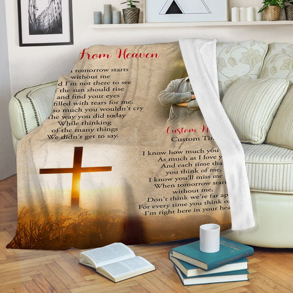 Personalized Memorial Blanket - Letter from Heaven Christian Cross Remembrance Sympathy Blanket Gift N2684