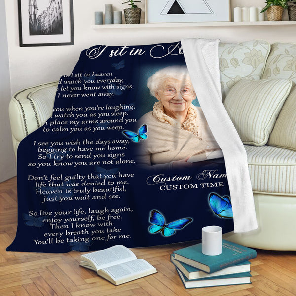 Personalized Memorial Blanket for Loss of Loved one, I Never Left You Sympathy Blanket for Loss of Father Mother VTQ116