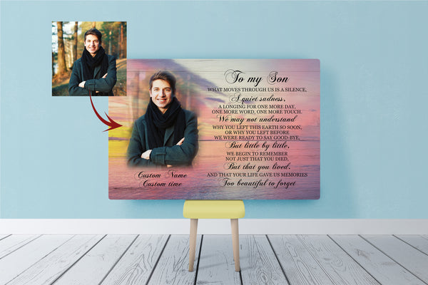 Memorial Gift for Loss of Loved One in Heaven Personalized Canvas for Loss of Son Memory Keepsake VTQ91