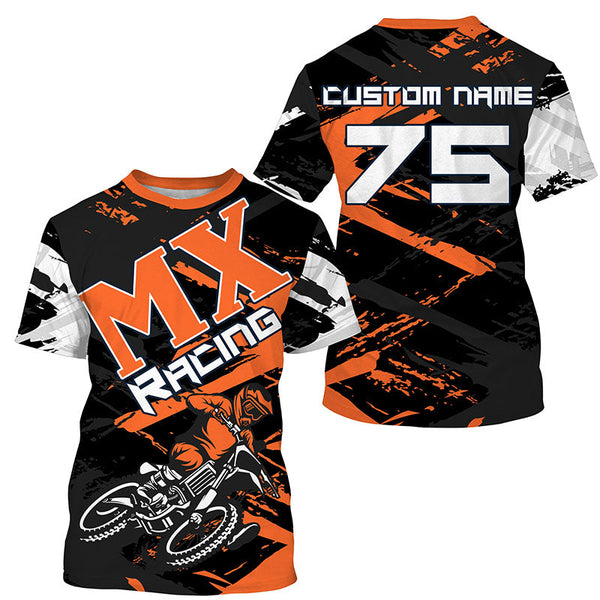 Orange Motocross Jersey Custom Dirt Bike Shirt UPF30+ Kid Men Women MX Racing Off-Road Racewear PDT376