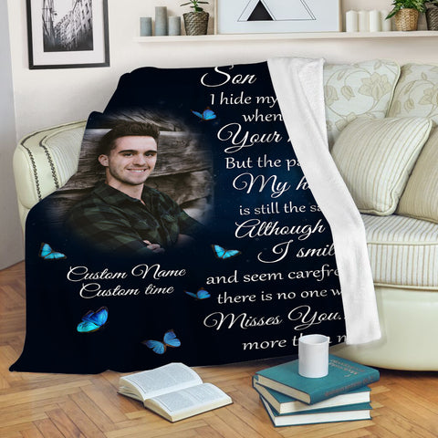 Son Remembrance Blanket, Personalized Sympathy Throw for Loss of Son, in Memory of Son Bereavement N2691