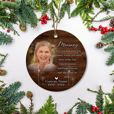 Personalized mom memorial ornament, in loving memory of mother, sympathy Xmas ornament for loss| ONT63