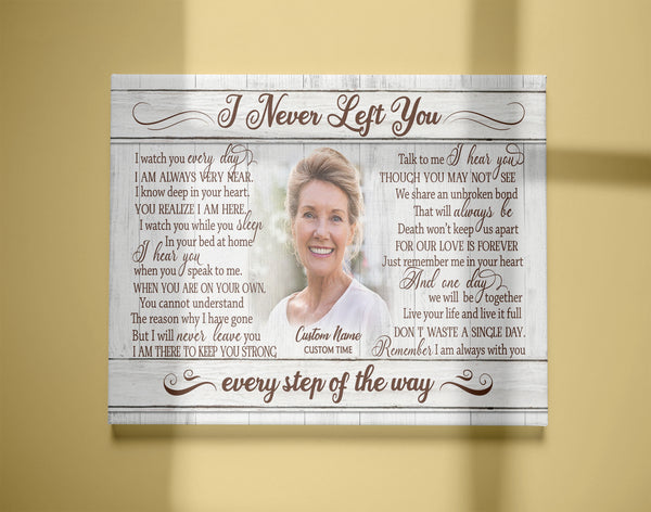 Personalized Memorial Canvas - I Never Left You Canvas Memorial Gift for Loss of Loved One Sympathy Gift for Loss of Wife Husband Father Mother In Memory of Someone in Heaven - JC773