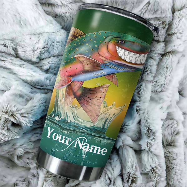 1pc funny Trout fly fishing rainbow trout ChipteeAmz's art Custom Stainless Steel Tumbler Cup AT064