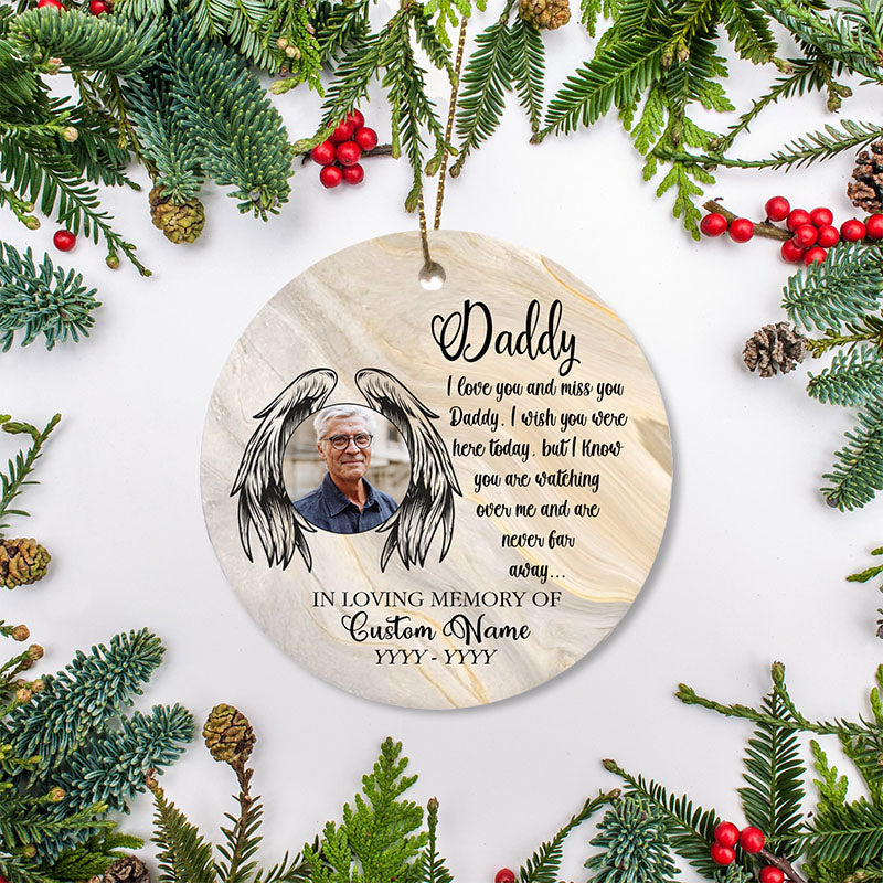 Dad memorial ornament - angel wings ornament, Dad in Heaven, remembrance ornament loss of Father| ONT109