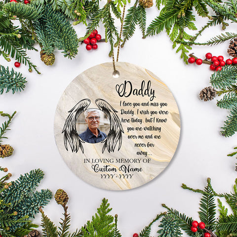 Dad memorial ornament - angel wings ornament, Dad in Heaven, remembrance ornament loss of Father| ONT109