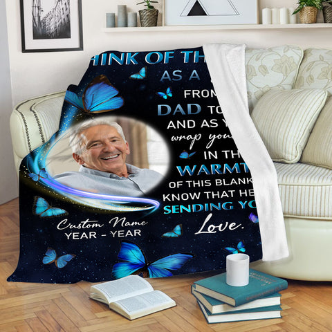 Father Memorial Blanket, Personalized Dad Sympathy Blanket Throw, Memorial Gift for Loss of Father N2727