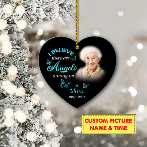 Custom Memorial Ornament - Angels Among Us, Christmas in Heaven, Remembrance Home Decor, Memorial Gift for Loss of Son, Husband, Father| NOM55