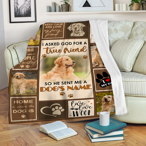Personalized Dog Blanket for Dog Lover| A True Friend Custom Photo Blanket Gift for Dog Mom, Dog Dad, Dog Owner| Dog Fleece Blanket Dog for Men, Women| JBD334