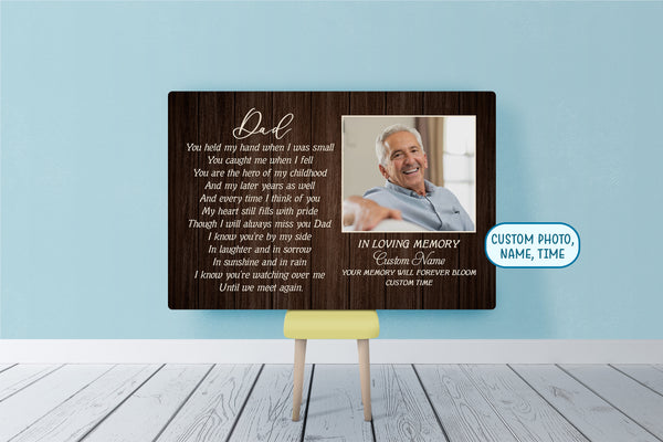 Personalized Canvas Father Memorial Gift| Dad Always Miss You| Dad Remembrance, Father Remembrance| Sympathy Gift for Loss of Father, Loss of Dad| JC909