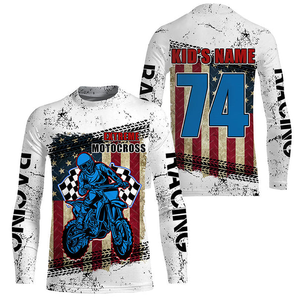 Personalized Motocross jersey for kid adult UPF30+ Patriotic dirt bike shirt American Flag PDT398