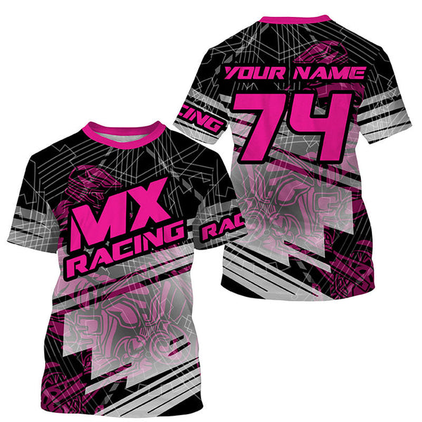 Custom Dirt Bike Jersey Kid Men Women UPF30+ Pink Motocross Racing MX Off-Road Shirt Motorcycle PDT380