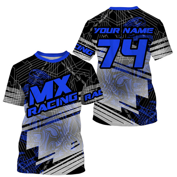 Custom Blue Dirt Bike Jersey Youth Men Women UPF30+ Motocross Racing Shirt Motorcycle MX Off-Road PDT381