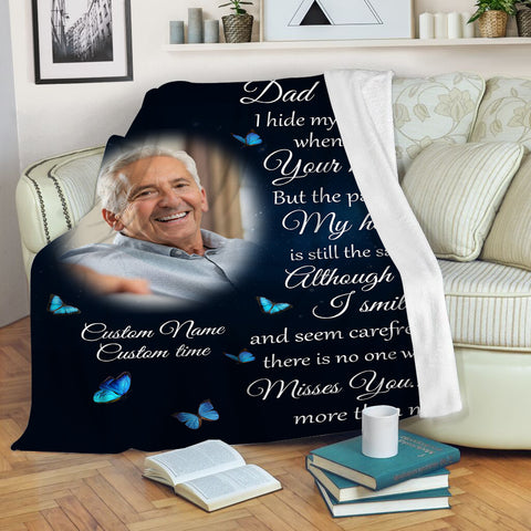 Personalized Dad Remembrance Blanket, Sympathy Throw for Loss of Father in Memory of Dad Bereavement N2690