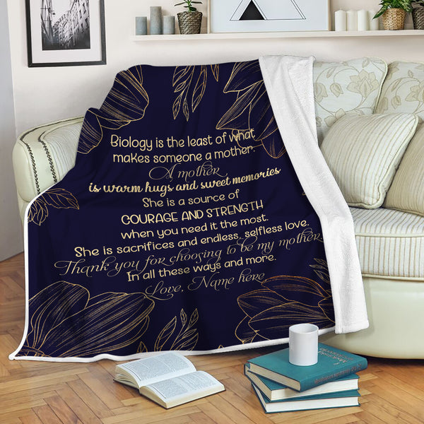 Bonus Mom Blanket| Custom Golden Flower Blanket Gift for Adopted Mom Bonus Mom Stepmom Stepmother| JB346